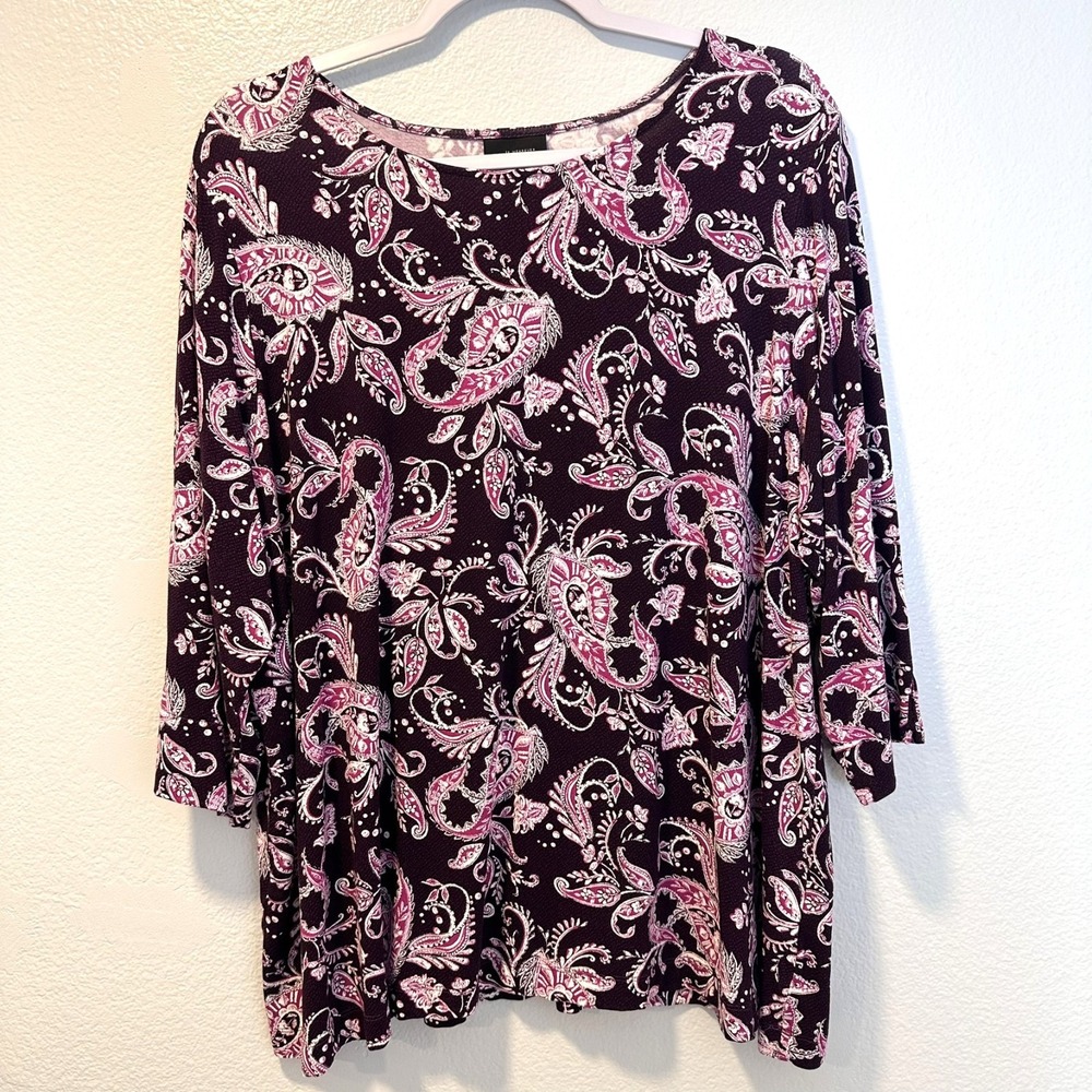 J.jill Wearever Collection Size-2X Womens Tunic‎ Paisley Burgundy